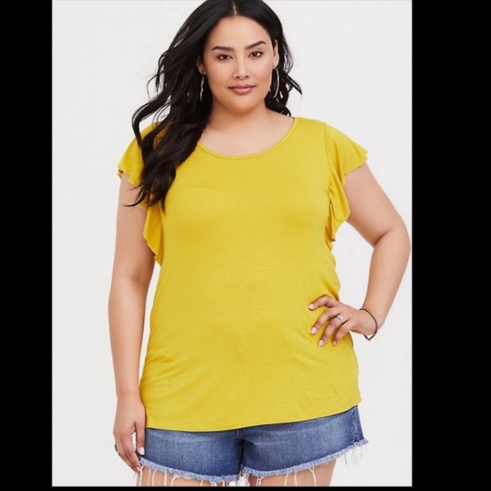 Super soft citrus ruffle sleeve top - Picture 1 of 3